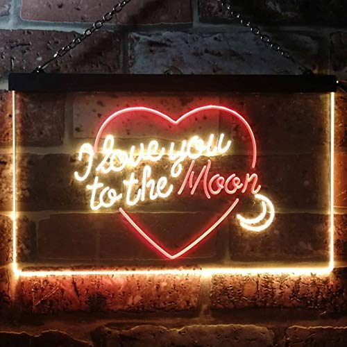 I Love You to The Moon Dual LED Neon Light Sign